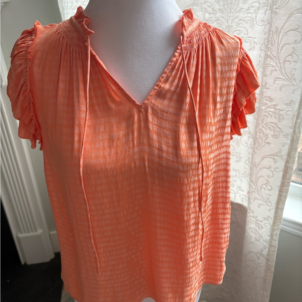 Current Air Coral Ruffle Sleeve Blouse